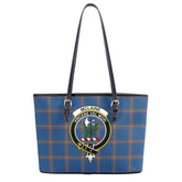 McLaine of Loch Buie Hunting Ancient Tartan Crest Leather Tote Bag